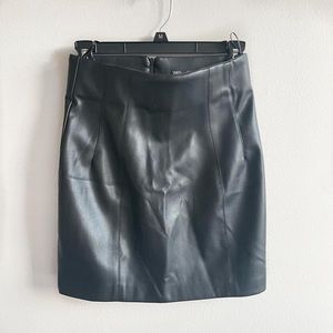 zara faux leather black skirt